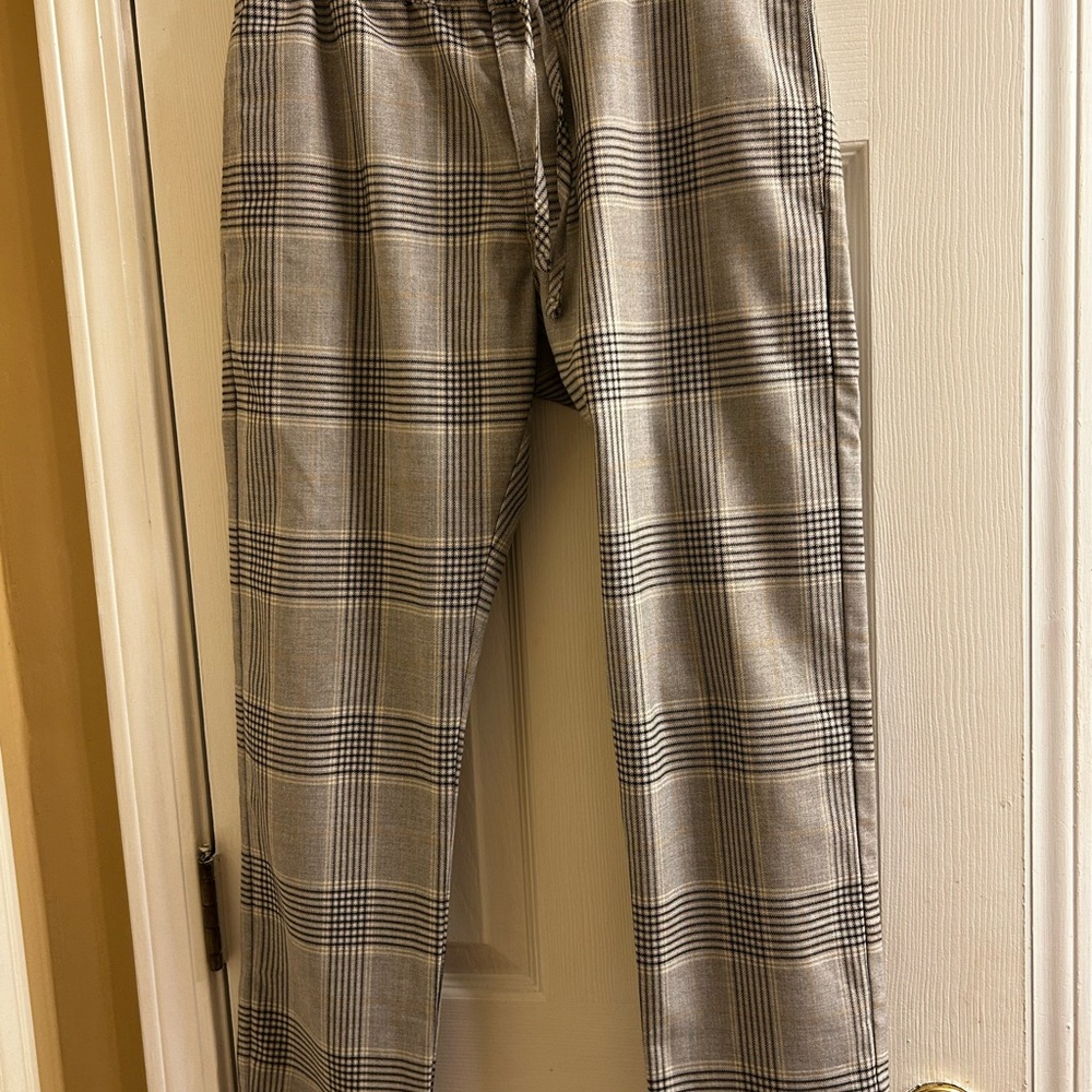 Topman Black and Gray Checkered Joggers
